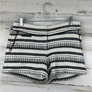 Ann Taylor Loft womens 0 black white striped riviera shorts lined tweed summer